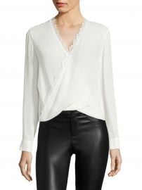 L AGENCE - Rosario Lace Trimmed Silk Top at Saks Fifth Avenue